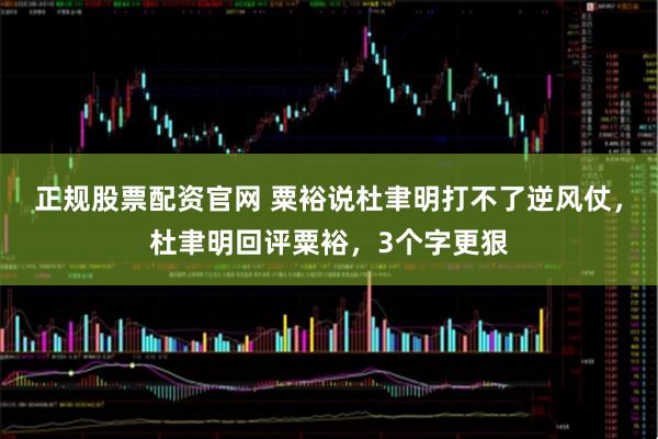 正规股票配资官网 粟裕说杜聿明打不了逆风仗，杜聿明回评粟裕，3个字更狠